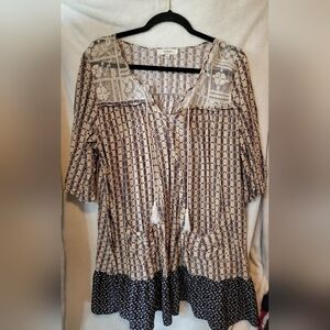 Umgee Black and Cream Patterned Dress